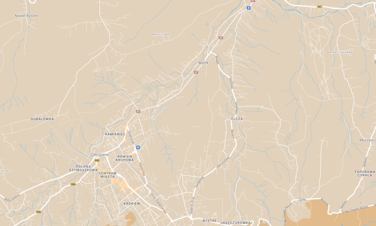 Planowanie podróży - mapa Zakopane dzień czwarty